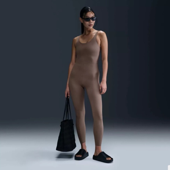 Nike Women's Dri-FIT Zenvy 7/8 Bodysuit - Color Taupe - Picture 8 of 8